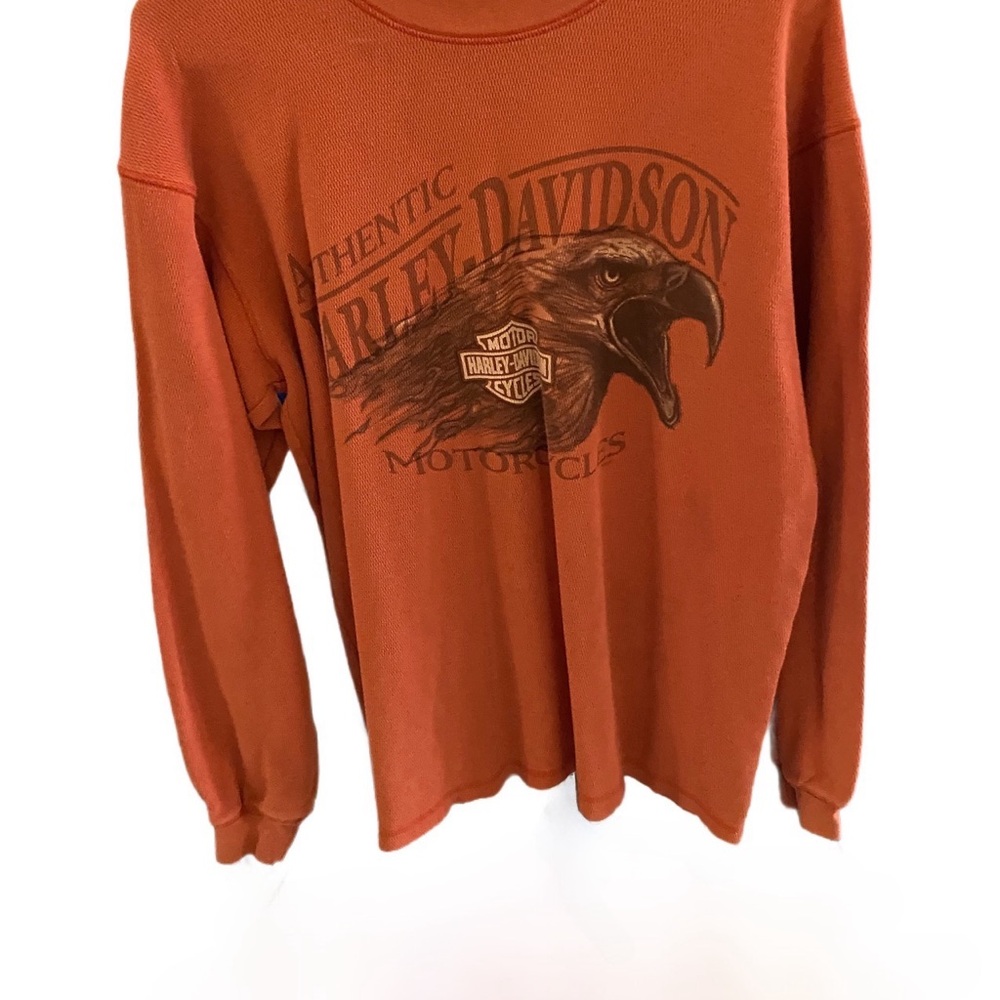 Harley-Davidson Orange Long Sleeve Shirt, Mens Large